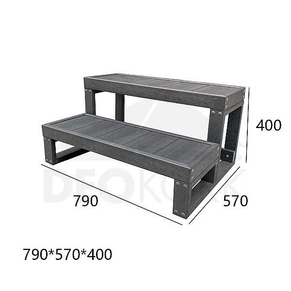 Schůdky k vířivce - šedé - 2 stupně (šířka 79 cm)