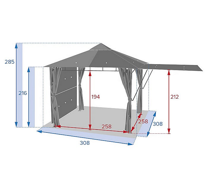 DEOKORK Zahradní kovový altán TEXAS 3x3 m