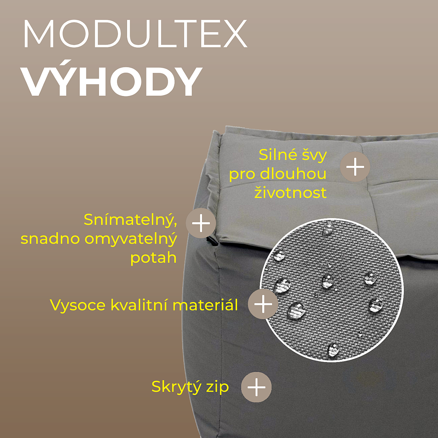 Produktové foto DEOKORK Zahradní textilní stolek/taburet MODULTEX (šedo-hnědá)