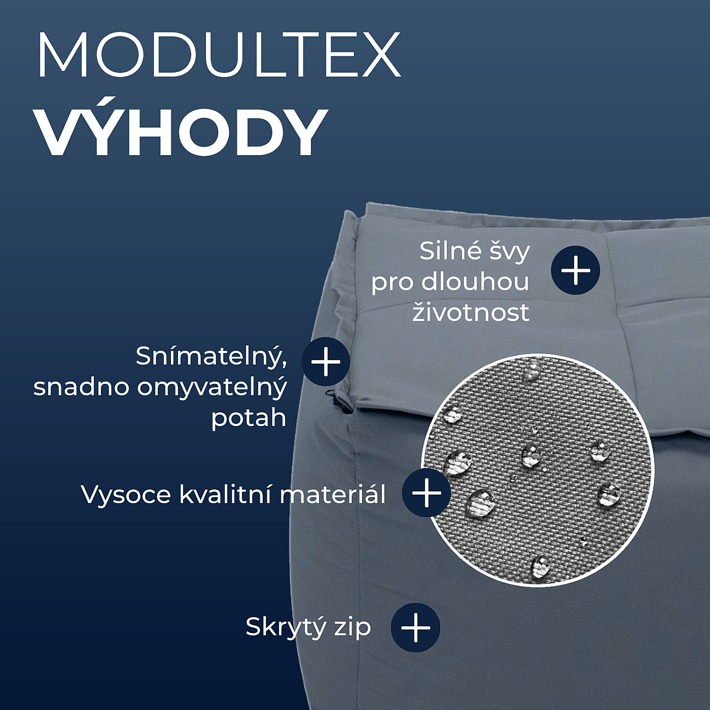 Produktové foto DEOKORK Zahradní textilní stolek/taburet MODULTEX (šedá)