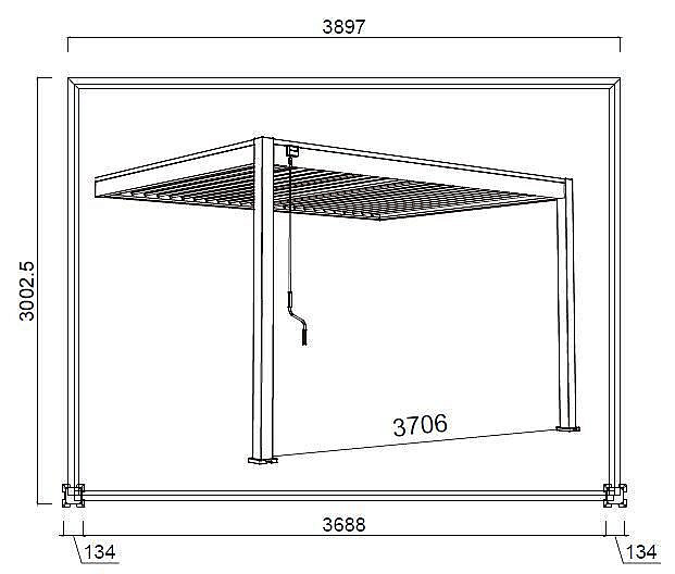 Zahradní hliníková pergola do stěny 4x3 m (antracit)