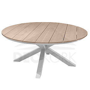 Hliníkový jídelní stůl COLUMBIA ø 160 cm (bílý)